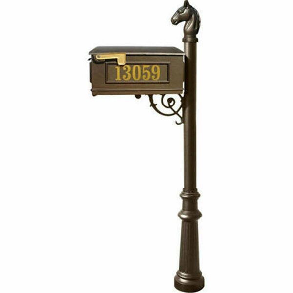 Lewiston Mailbox Post System with Fluted Base & Horsehead Finial Bronze LMCV-801-BZ